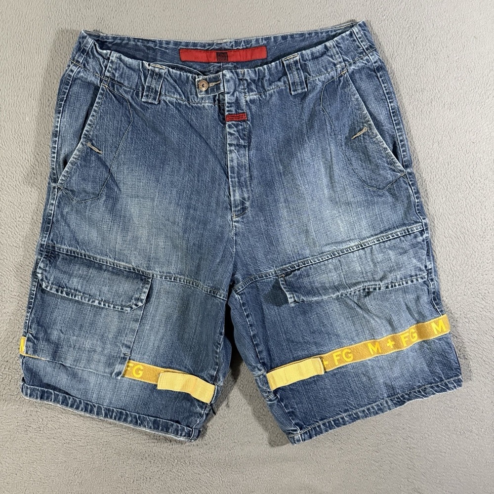 Marithe Francois Girbaud Taped‎ Shuttle Denim Jean Shorts Light Blue Size 40
